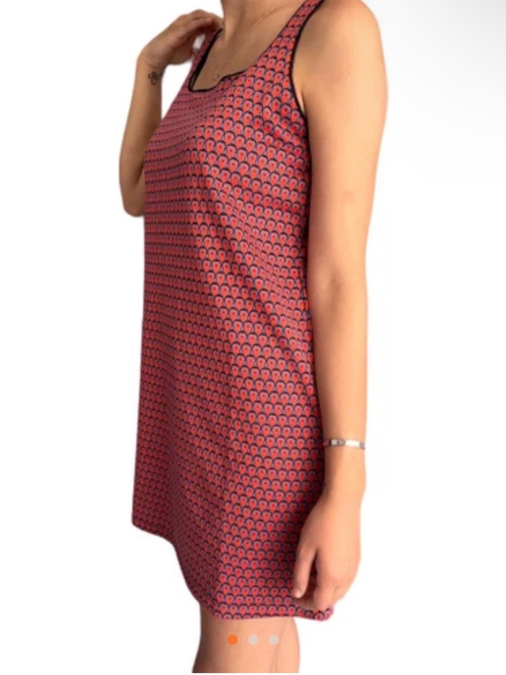 Zara Coral Red Patterned Sleeveless Mini Dress